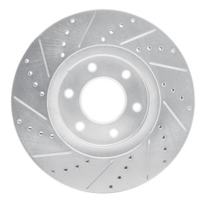 Chevrolet TrailBlazer Brake Rotor (1) - Front Right - R1 Concepts - Drilled & Slotted - Silver - `06-`09